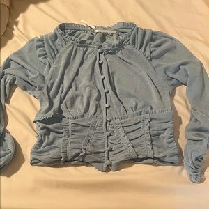 Anthropologie Blue Ruched Blouse